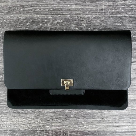 THE LIMITED | 100% Genuine Suede Black Clutch - Picture 1 of 13